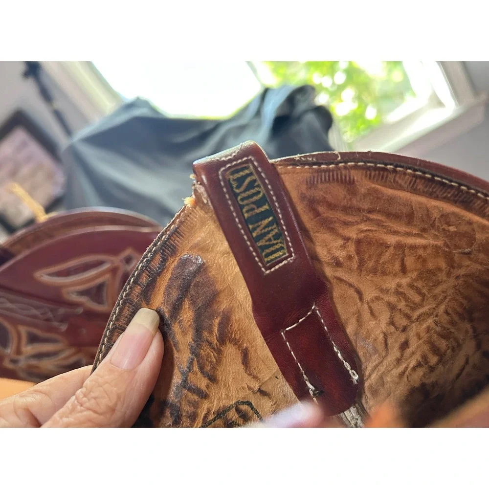 Dan‎ Post Womens Leather Python Inlay Cowboy Boots Western Size 7.5 B - Picture 5 of 7